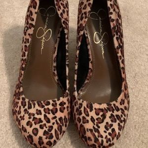 Jessica Simpson Leopard Print Wedges
